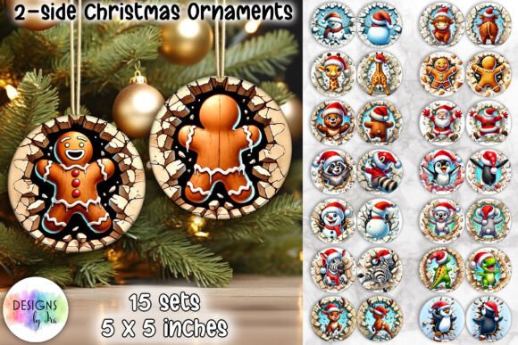 3D Christmas Ornament Bundle Illustrations