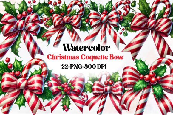 Candy Cane Coquette Bow Illustrations Review