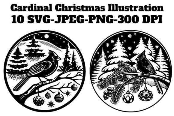 Cardinal Christmas Illustrations for Crafters