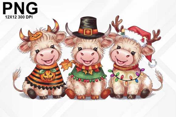 Christmas Cows PNG: Festive Illustrations