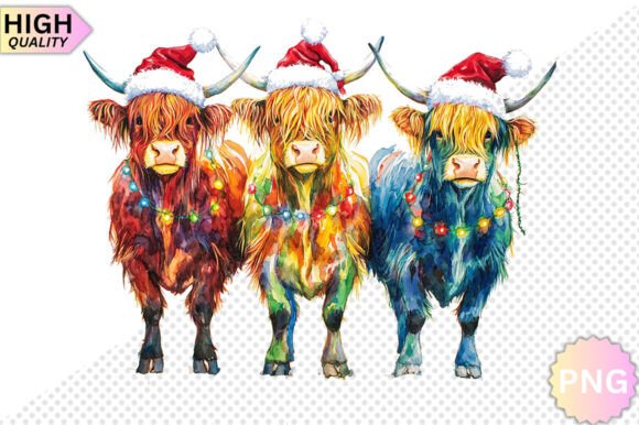 Christmas Cows PNG: Festive Illustrations for Crafters
