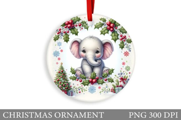 Christmas Elephant Ornament: Unique Illustrations