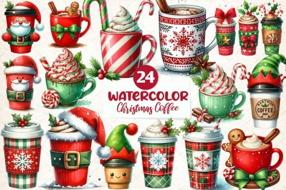 Christmas Festive Coffee Clipart: Illustrations for Blogs