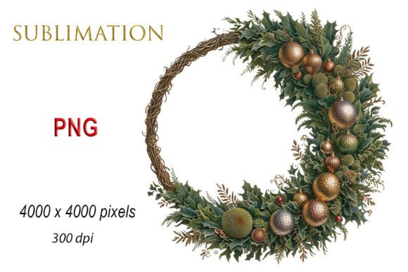 Christmas Festive Wreath Sublimation Illustrations