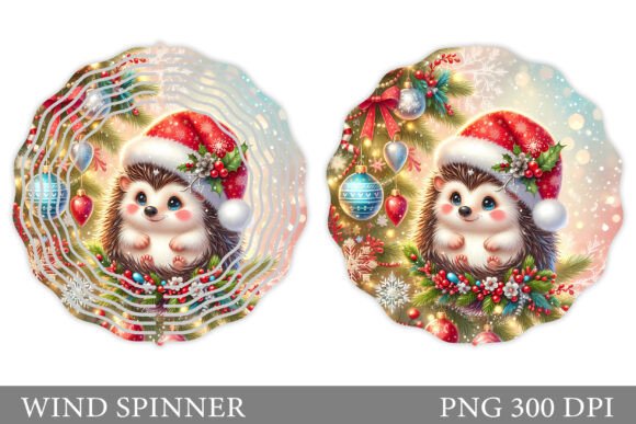 Christmas Hedgehog Wind Spinner: Cute Illustrations
