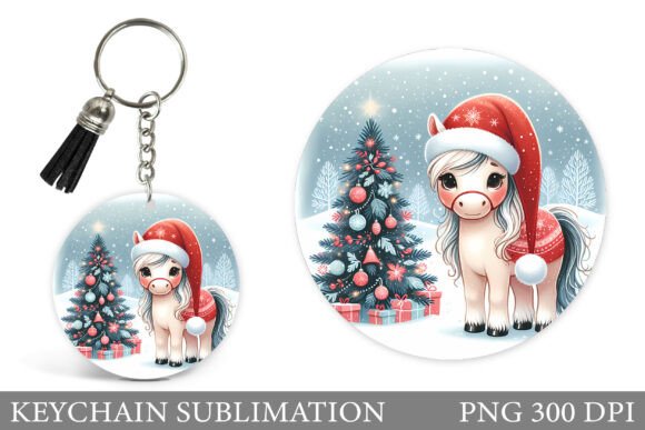 Christmas Horse Keychain Sublimation Illustrations