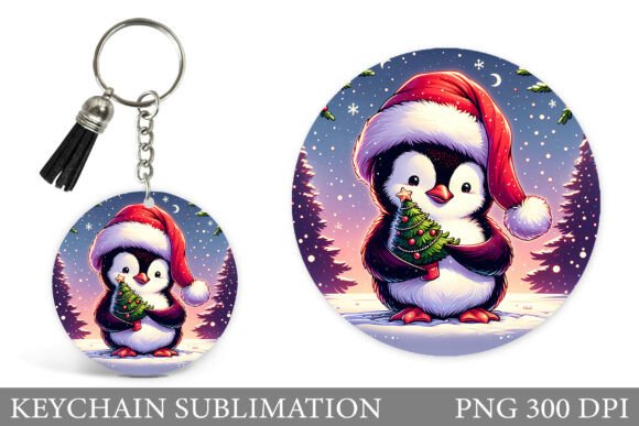 Christmas Penguin Keychain Sublimation Illustrations