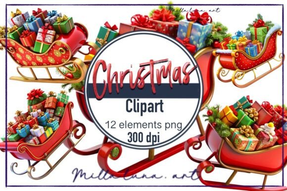 Christmas Santa Sledge Gifts New Year Illustrations Review