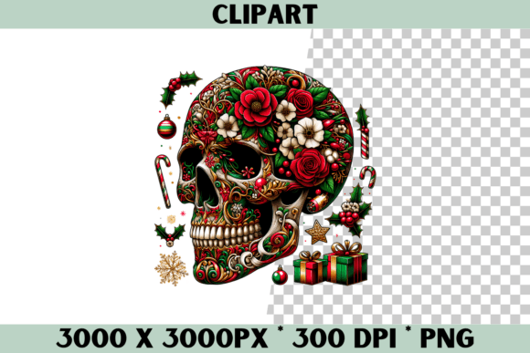 Christmas Skull Clipart: Festive Illustrations