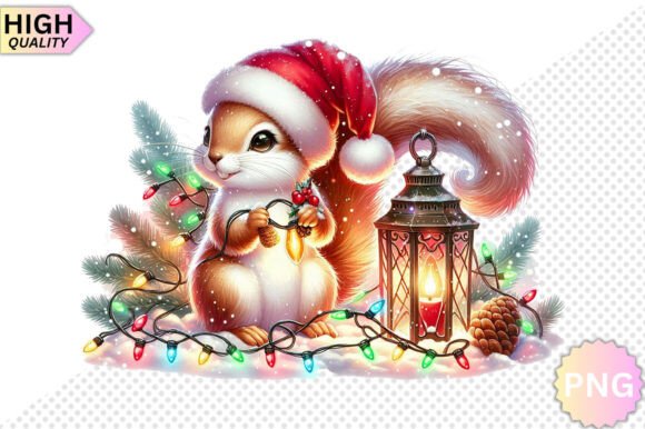 Christmas Squirrel Clipart Sublimation: Crafting Illustrations