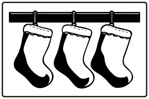 Christmas Stockings Hanging Silhouette Illustrations