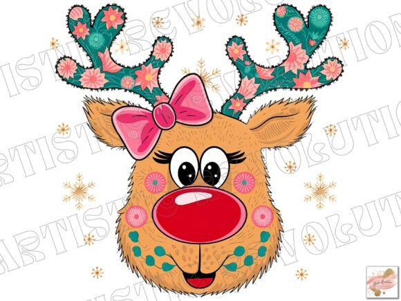 Cute Coquette Reindeer PNG for Illustrations