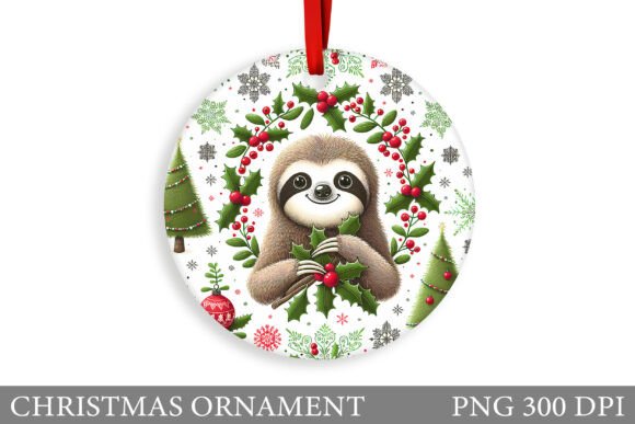 Cute Sloth Christmas Ornament Design: Branding Illustrations