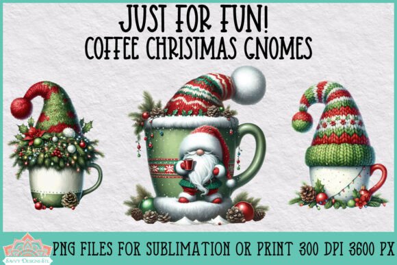 Just for Fun Christmas Coffee Gnomes Illustrations