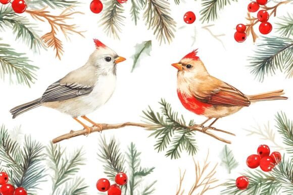 Pattern with Ornaments Christmas Illustrations