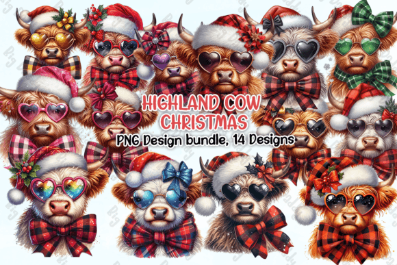 Reviewing Highland Cow Christmas Clipart PNG for Embroidery