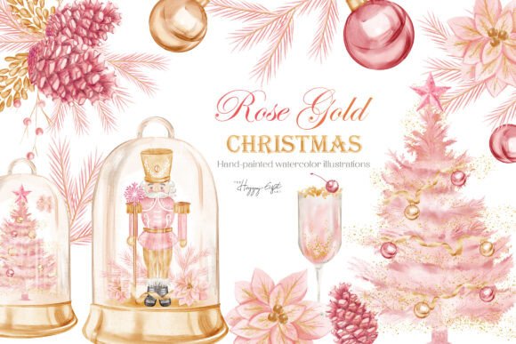 Reviewing Rose Gold Christmas Watercolor Clip Arts for Stitching