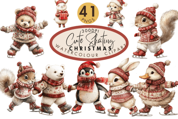 Reviewing the Cute Skating Christmas Watercolor PNG for Embroidery