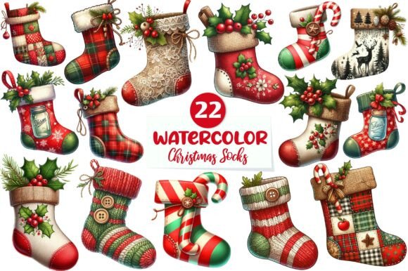 Rustic Christmas Stocking Socks Clipart Review