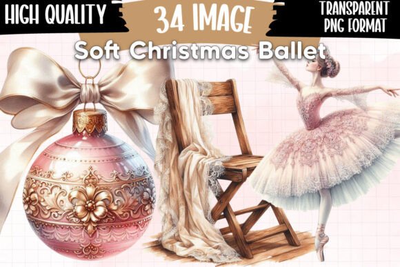 Soft Christmas Ballet Clipart: Elegant Illustrations for Crafters