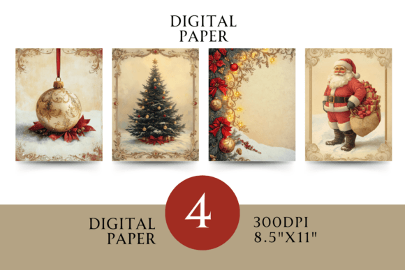 Vintage Christmas Junk Journal Paper & Illustrations